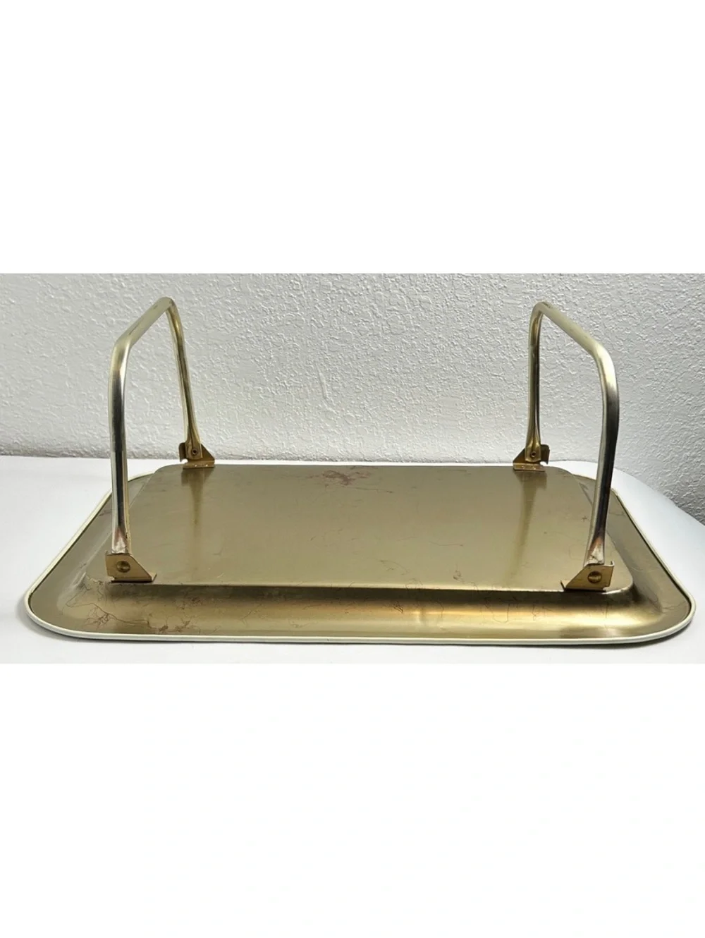 Vintage Metal TV Tray Table with Wheat Design